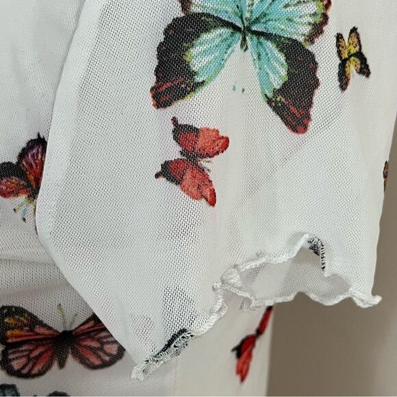 Rue 21 Y2K Sheer Mesh Butterfly Top L - Picture 2 of 5